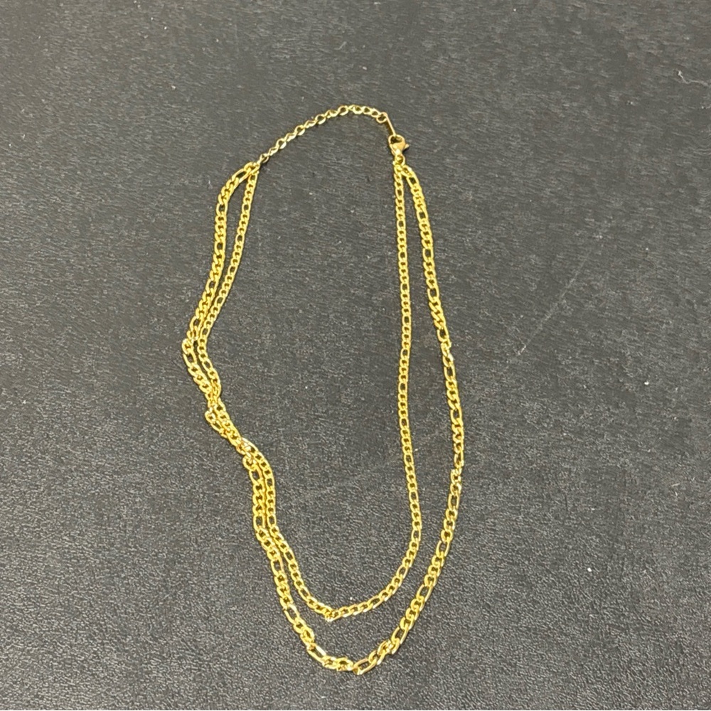 Elegant Double Gold Chain Necklace, 17”